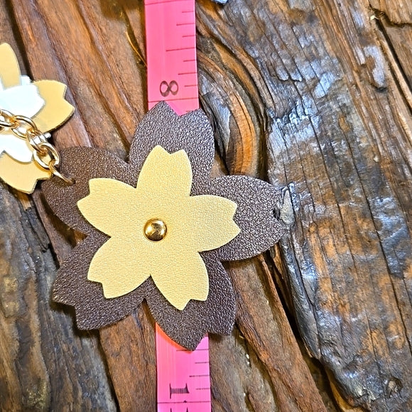 Cherry Blossom Leather Keychain