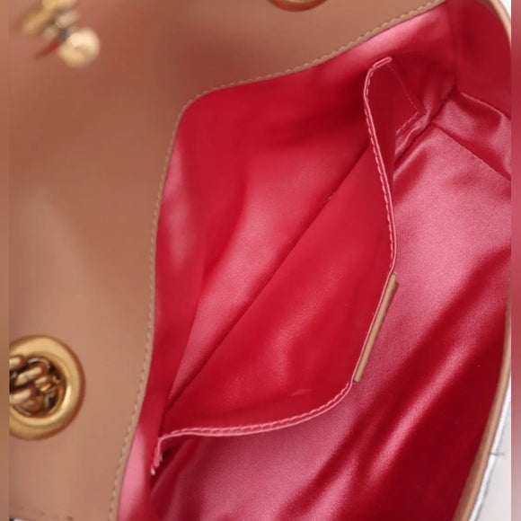 Gucci GG Marmont Leather Chain Shoulder Bag Silver