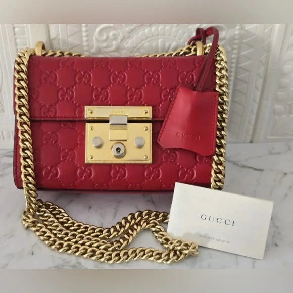 Gucci Red Padlock Guccissima 2-way Bag