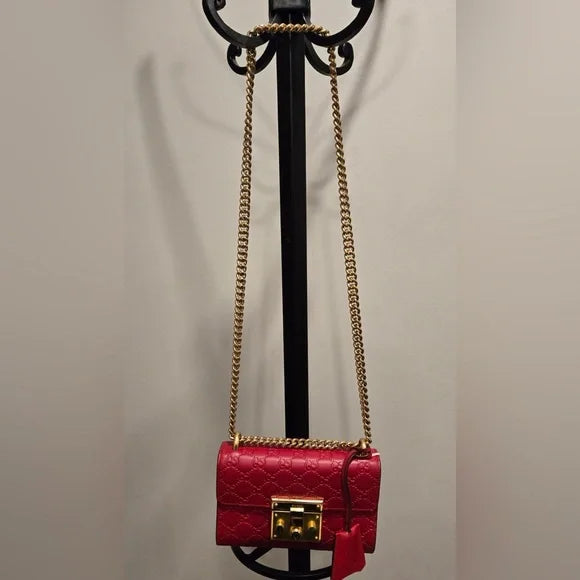 Gucci Red Padlock Guccissima 2-way Bag