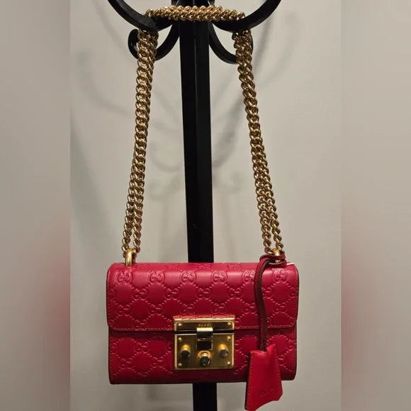 Gucci Red Padlock Guccissima 2-way Bag