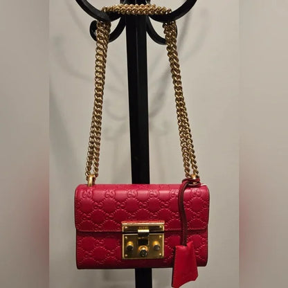 Gucci Red Padlock Guccissima 2-way Bag