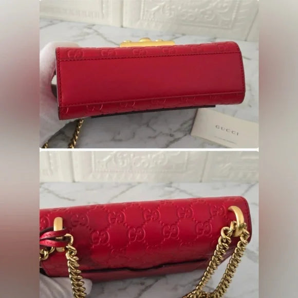 Gucci Red Padlock Guccissima 2-way Bag