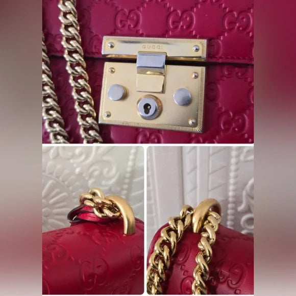 Gucci Red Padlock Guccissima 2-way Bag