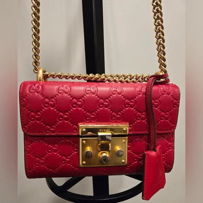 Gucci Red Padlock Guccissima 2-way Bag