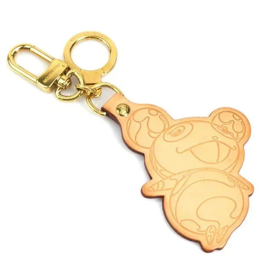 LIMITED EDITION - Louis Vuitton / Murakami Porto Cle Panda Keychain Leather GP Beige M62637