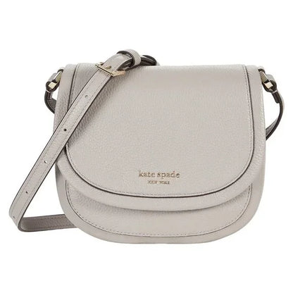 Kate Spade Roulette Pebbled Leather Small Saddle Bag - Taupe / NEW WITH TAGS