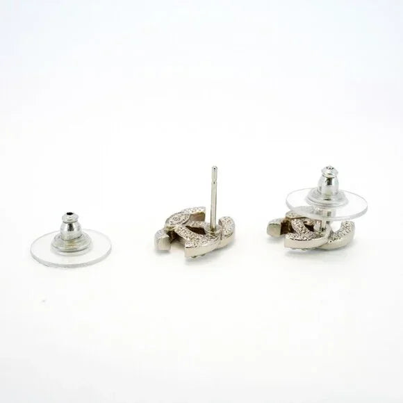 CHANEL earrings Coco mark metal rhinestone silver