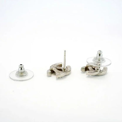 CHANEL earrings Coco mark metal rhinestone silver