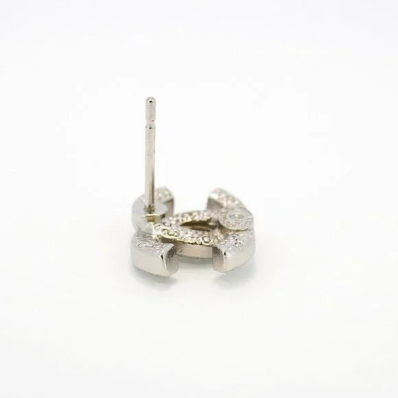 CHANEL earrings Coco mark metal rhinestone silver