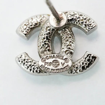 CHANEL earrings Coco mark metal rhinestone silver