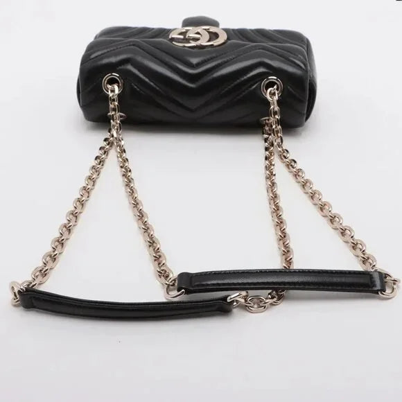 Gucci GG Marmont Leather Chain Shoulder Bag Black 837280 - COA INCLUDED