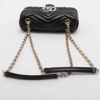 Gucci GG Marmont Leather Chain Shoulder Bag Black 837280 - COA INCLUDED