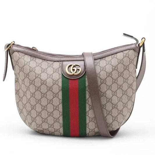 Gucci GG Supreme Monogram Web Small Ophidia Half Moon Hobo Brown - COA included