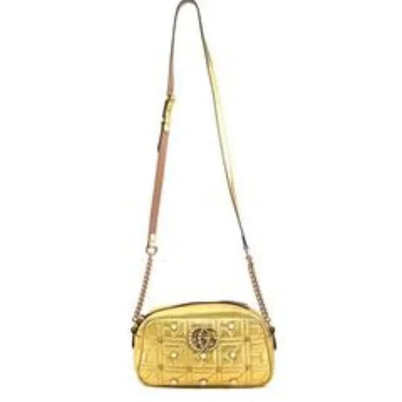 GUCCI Shoulder Bag GG Marmont Leather Faux Pearl Gold 447632
