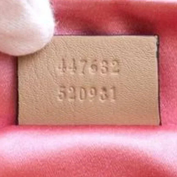 GUCCI Shoulder Bag GG Marmont Leather Faux Pearl Gold 447632