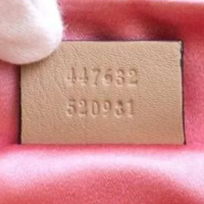 GUCCI Shoulder Bag GG Marmont Leather Faux Pearl Gold 447632