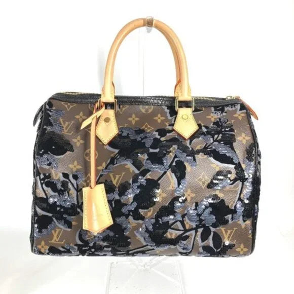 LOUIS VUITTON M40436 Monogram Fleur de Ge Speedy 30 Boston Bag Sequins Handbag