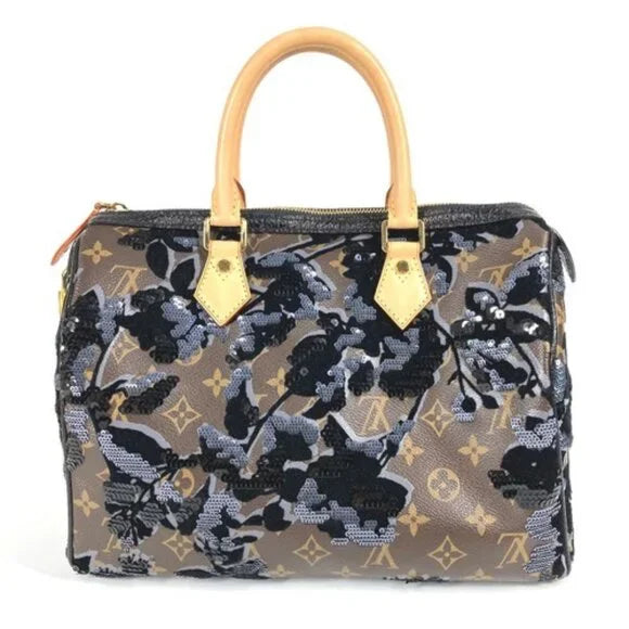 LOUIS VUITTON M40436 Monogram Fleur de Ge Speedy 30 Boston Bag Sequins Handbag