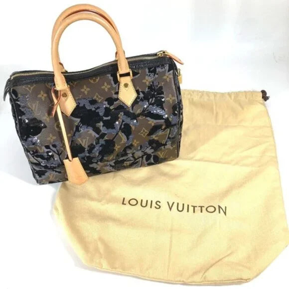 LOUIS VUITTON M40436 Monogram Fleur de Ge Speedy 30 Boston Bag Sequins Handbag