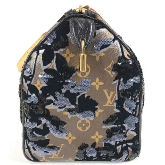 LOUIS VUITTON M40436 Monogram Fleur de Ge Speedy 30 Boston Bag Sequins Handbag