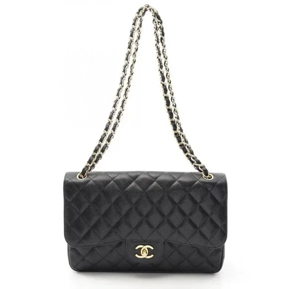 CHANEL Matelasse Caviar Quilted LG/30 Double Flap Gold Hardware - COA included