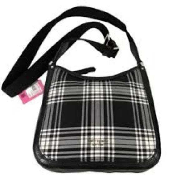 Kate Spade New York Roulette Plaid Medium Messenger Black Multi