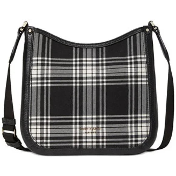 Kate Spade New York Roulette Plaid Medium Messenger Black Multi