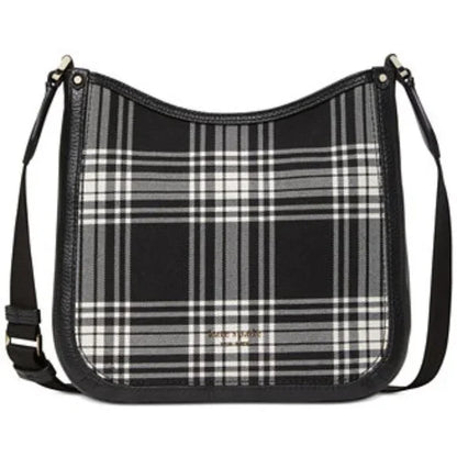 Kate Spade New York Roulette Plaid Medium Messenger Black Multi
