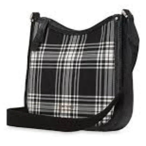Kate Spade New York Roulette Plaid Medium Messenger Black Multi