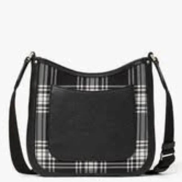 Kate Spade New York Roulette Plaid Medium Messenger Black Multi