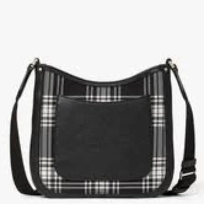 Kate Spade New York Roulette Plaid Medium Messenger Black Multi