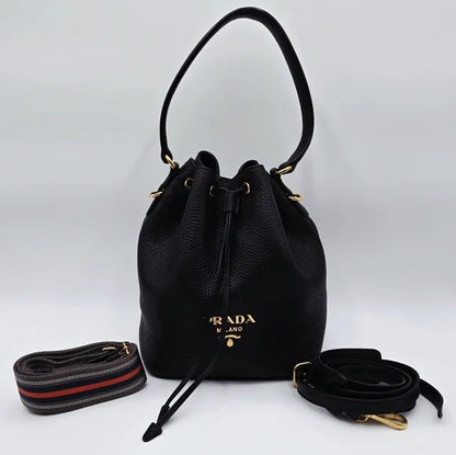 PRADA Bucket Bag / Shoulder 1BE018 Black Leather