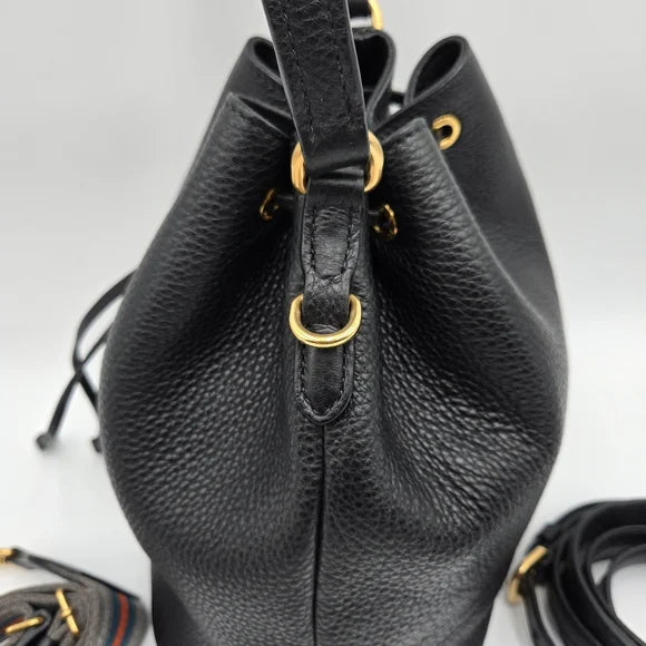 PRADA Bucket Bag / Shoulder 1BE018 Black Leather
