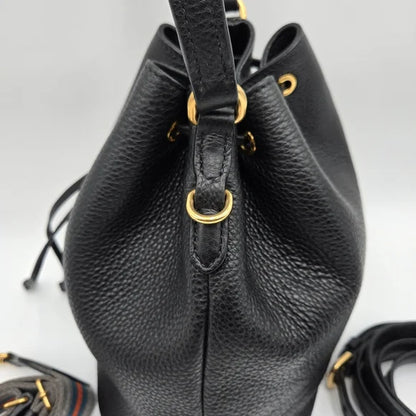 PRADA Bucket Bag / Shoulder 1BE018 Black Leather