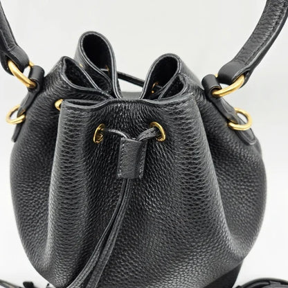 PRADA Bucket Bag / Shoulder 1BE018 Black Leather