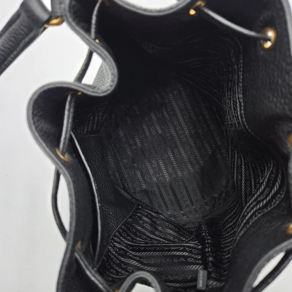 PRADA Bucket Bag / Shoulder 1BE018 Black Leather