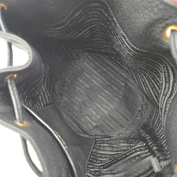 PRADA Bucket Bag / Shoulder 1BE018 Black Leather