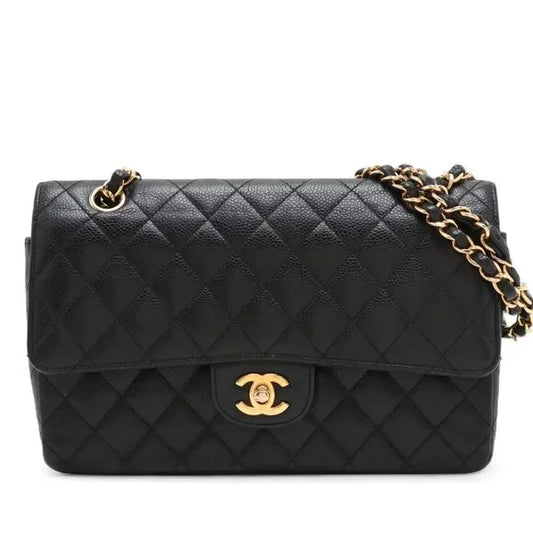 Chanel Quilted Caviar Double Flap Bag - Medium / 25