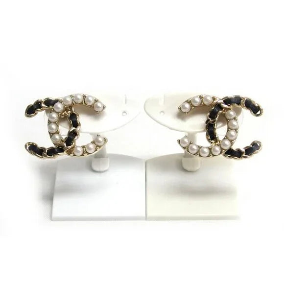Chanel Stud Earrings B22B Coco Mark Fake Pearl - AUTHENTIC CHANEL