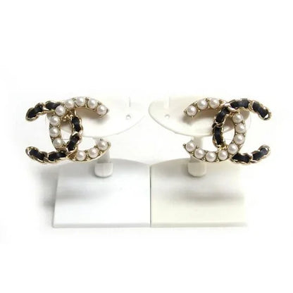 Chanel Stud Earrings B22B Coco Mark Fake Pearl - AUTHENTIC CHANEL