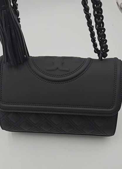 Tory Burch Fleming Matte Convertible Shoulder Bag Black