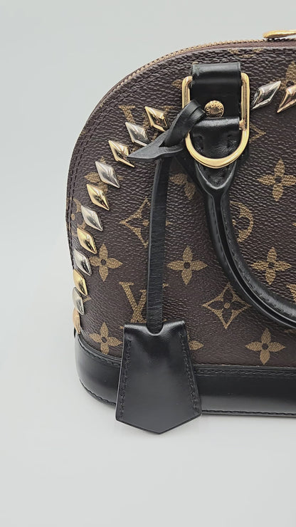 Louis Vuitton Limited Edition Monogram Macassar Canvas Studded Alma - COA included