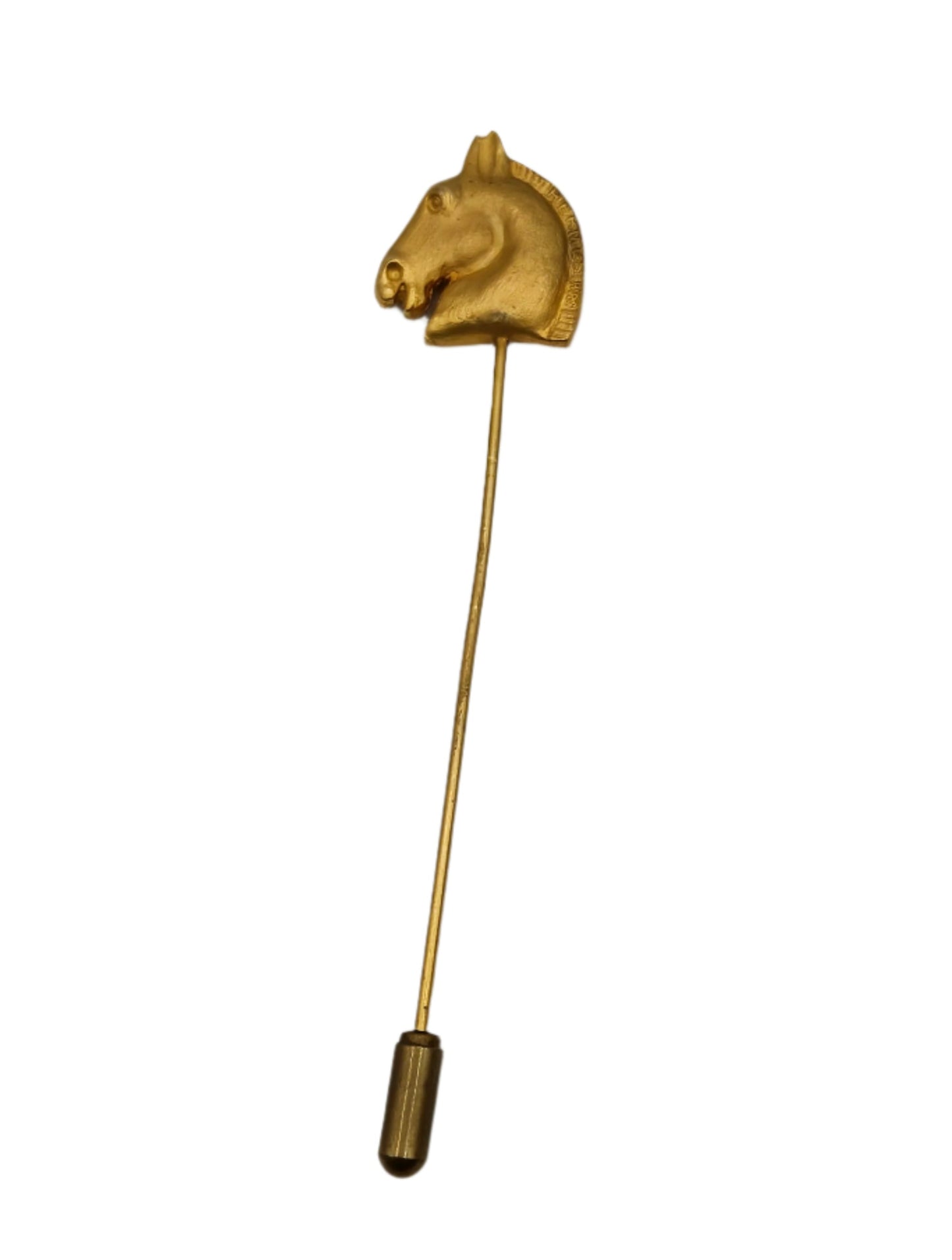 HERMES Cheval Gold Plated Horse Head Pin / Brooch - VIINTAGE