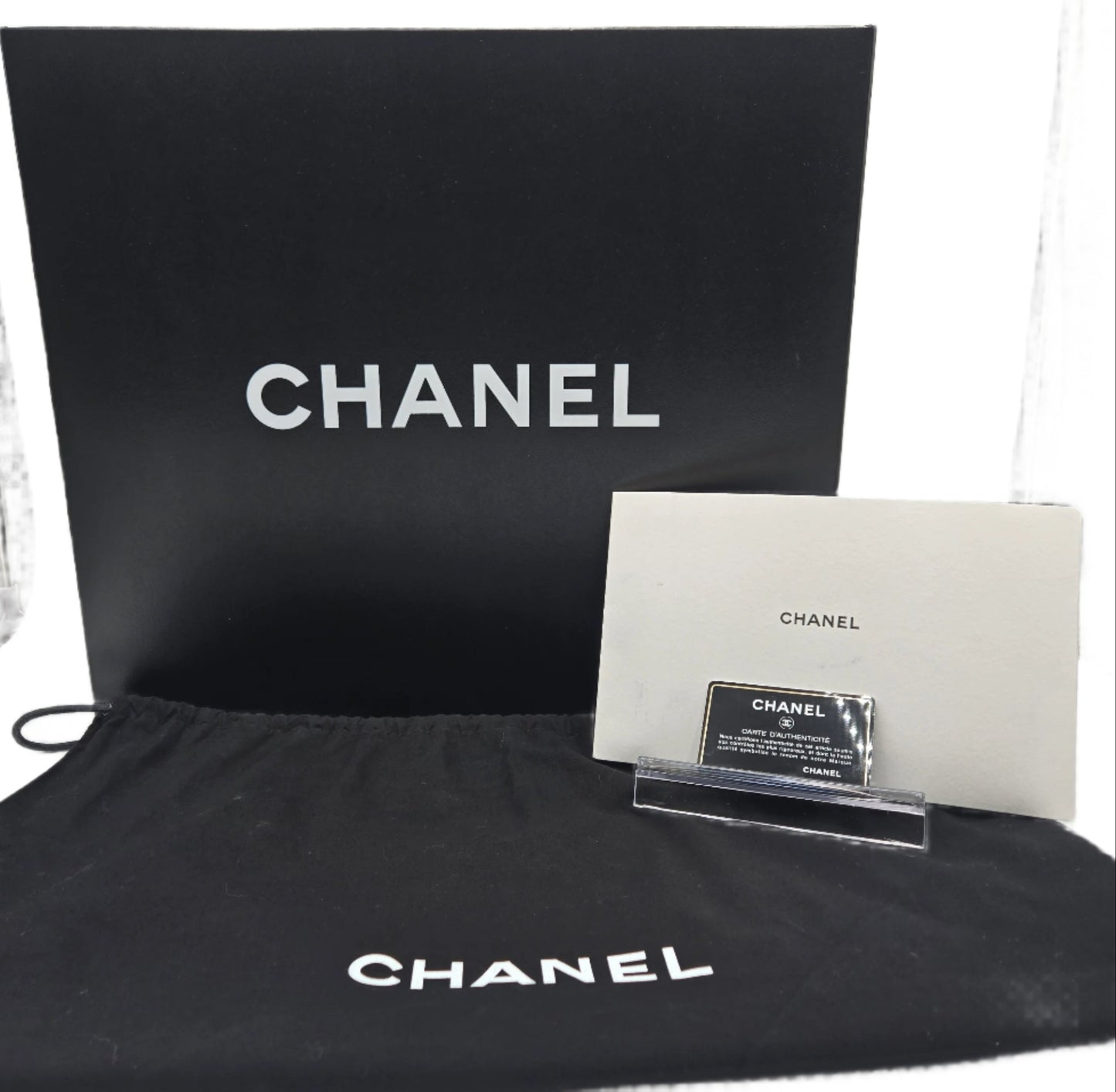CHANEL Deauville 2way Chain Tote Shoulder Bag Studs Caviar Skin Black A57069