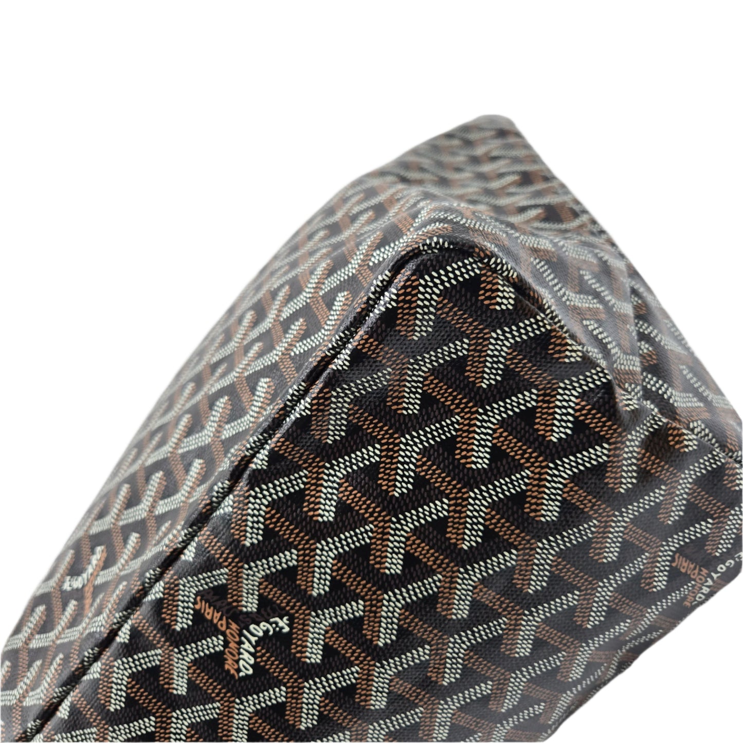 GOYARD Saint Louis PM Tote Bag Leather Herringbone Black Silver Hardware- NEW