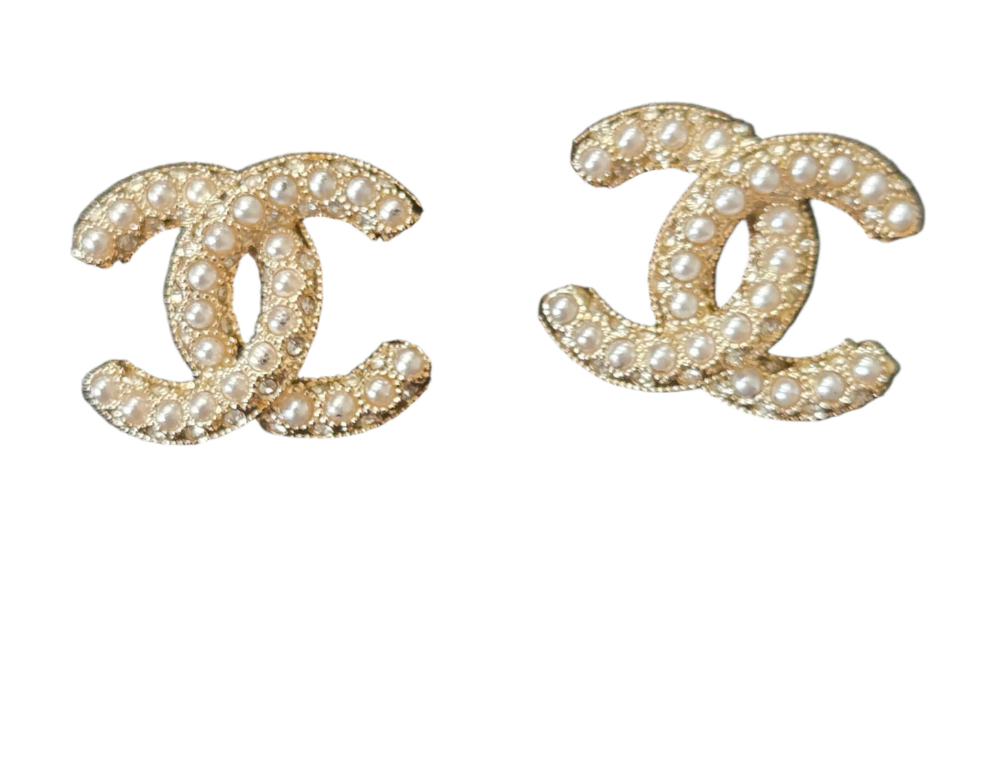 CHANEL Earrings Coco Mark CC Gold Rhinestone C23