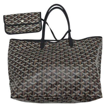GOYARD Saint Louis PM Tote Bag Leather Herringbone Black Silver Hardware- NEW