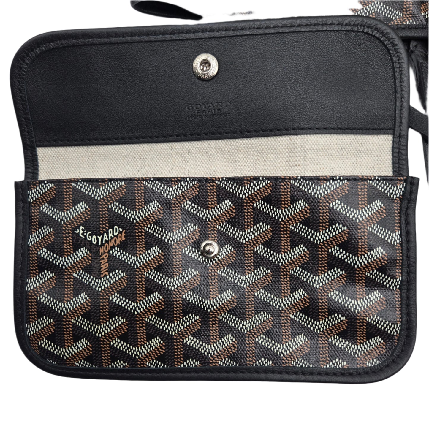 GOYARD Saint Louis PM Tote Bag Leather Herringbone Black Silver Hardware- NEW