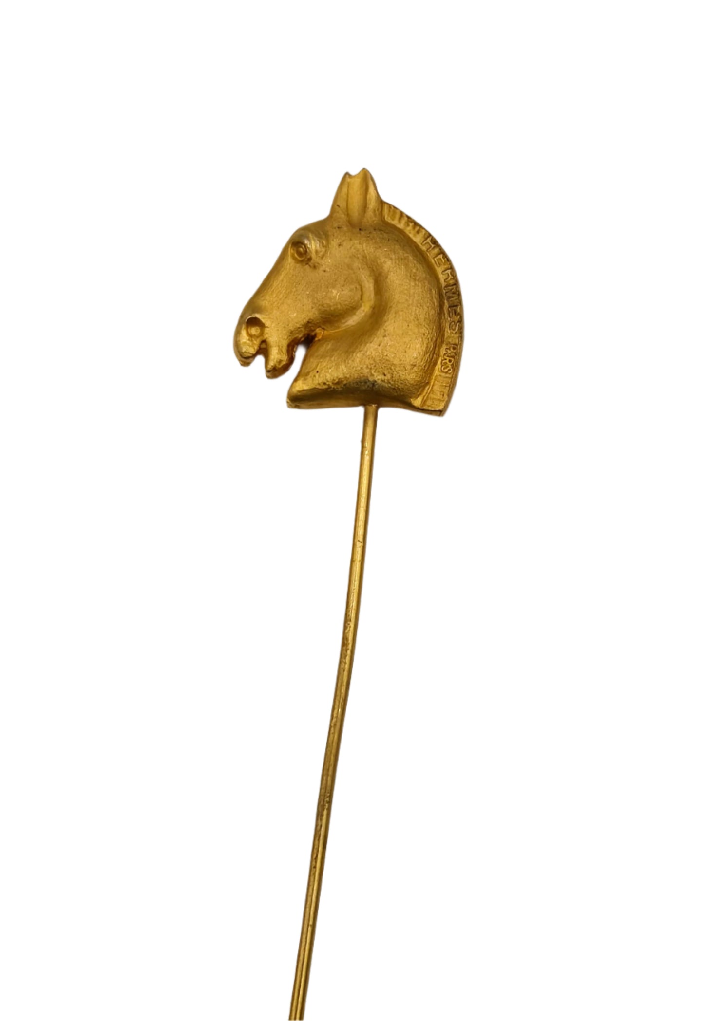 HERMES Cheval Gold Plated Horse Head Pin / Brooch - VIINTAGE